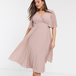 ASOS Curve Pleated Midi Wrap Dress